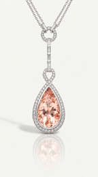 Morganite & Diamond Teardrop Pendant