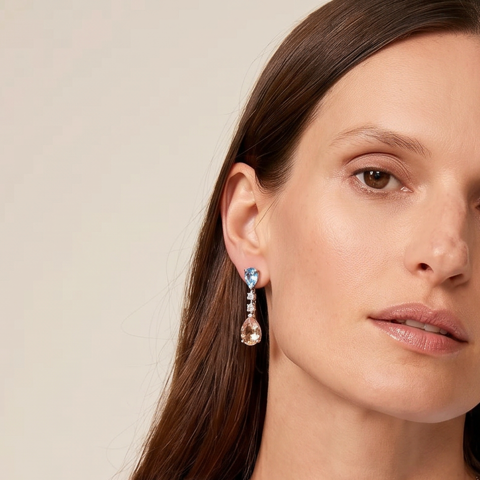 Aquamarine & Morganite Drop Earrings