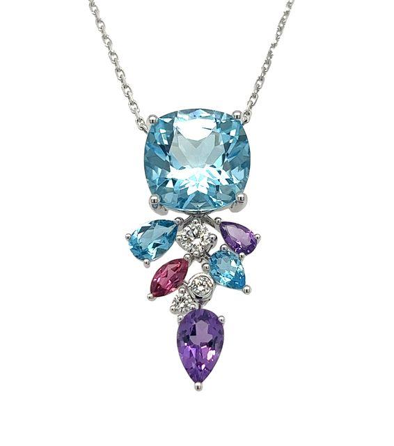 Blue Topaz & Amethyst Pendant