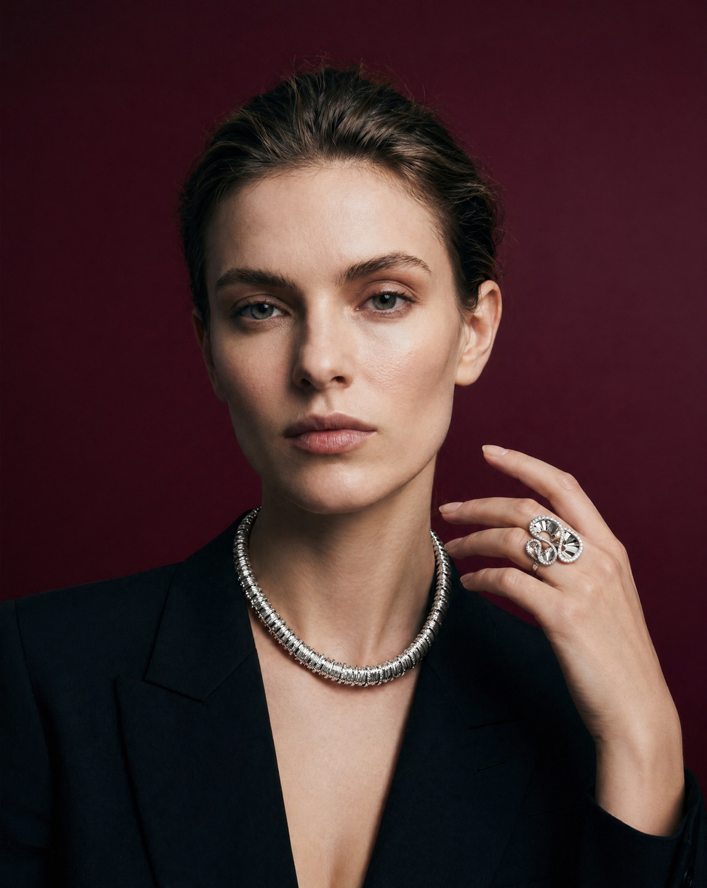 The Collar - Structural Diamond Choker, view 2 — Levendi Jewellers