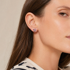 Pink Sapphire & Diamond Maquise Floral Earrings, view 2 — Levendi Jewellers