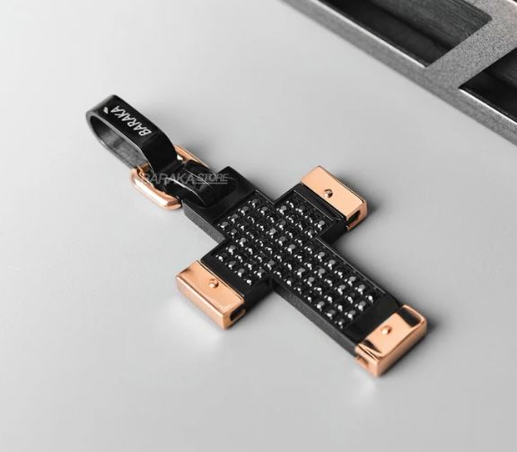 Baraka Prive Black Diamond & Rose Gold Cross