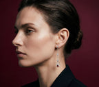 Arachnea Aurea - Web of love Ruby & Diamond Spider Drop Earrings, view 3 — Levendi Jewellers