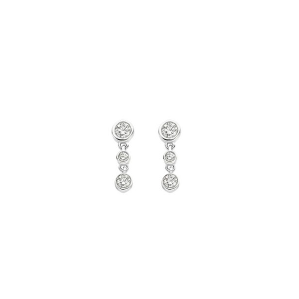 Pure Line - 4 Diamonds Drop Earrings, view 2 — Levendi Jewellers