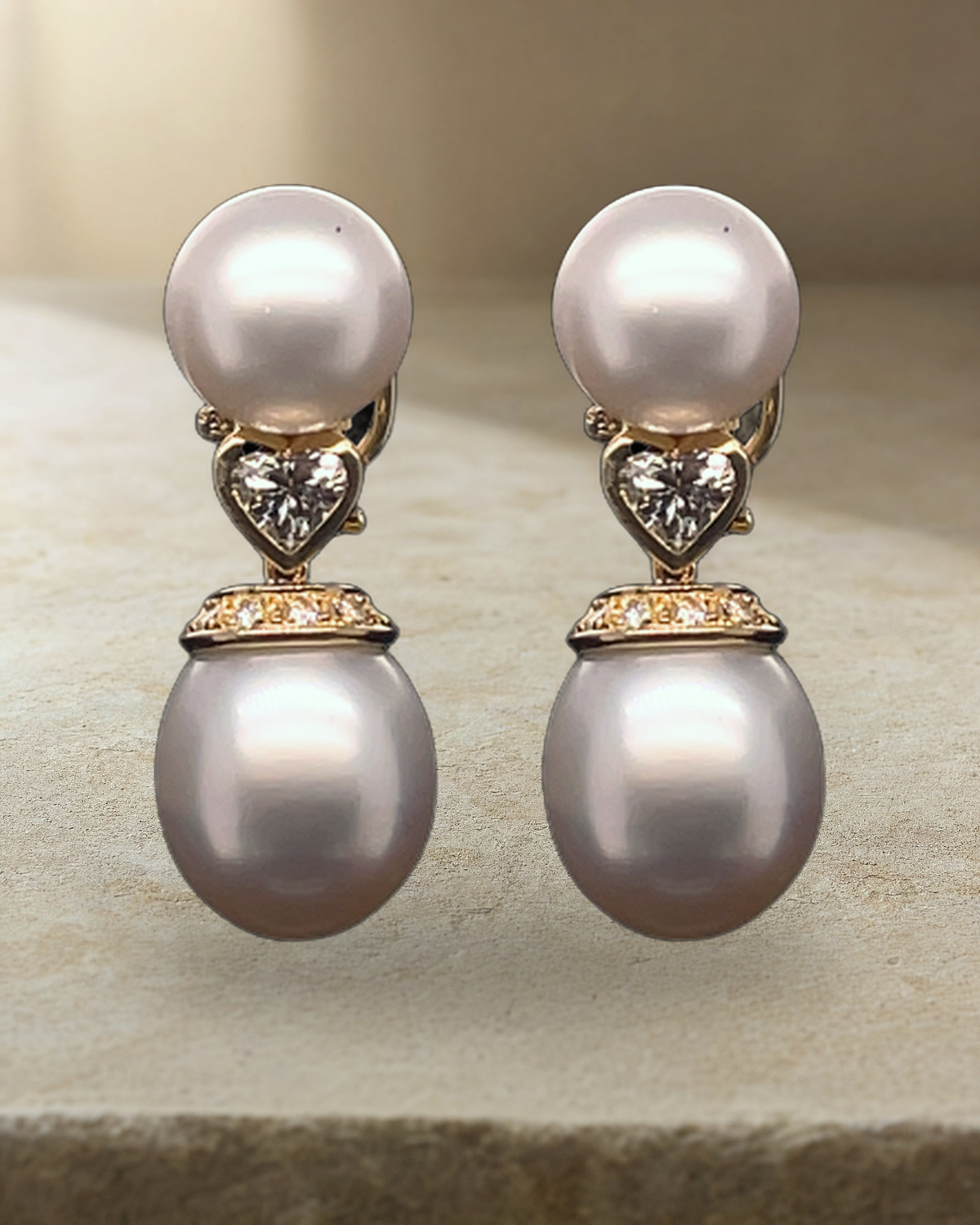 South Sea Pearl and Diamond Detachable Drop Earrings — styled