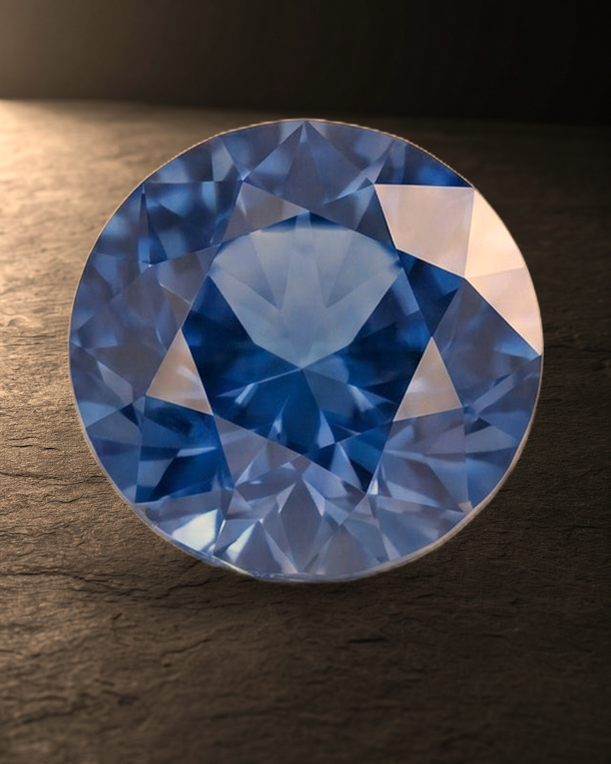 Loose Gemstone - Round Brilliant Cut Blue Ceylon Sapphire 4.14ct — styled
