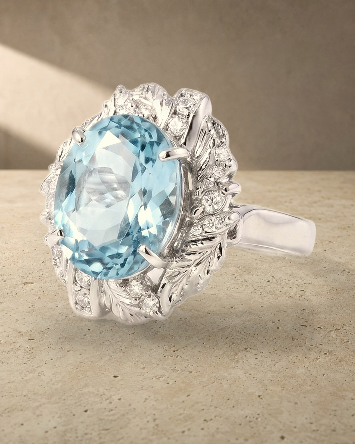 Aquamarine & Diamond Ring — styled