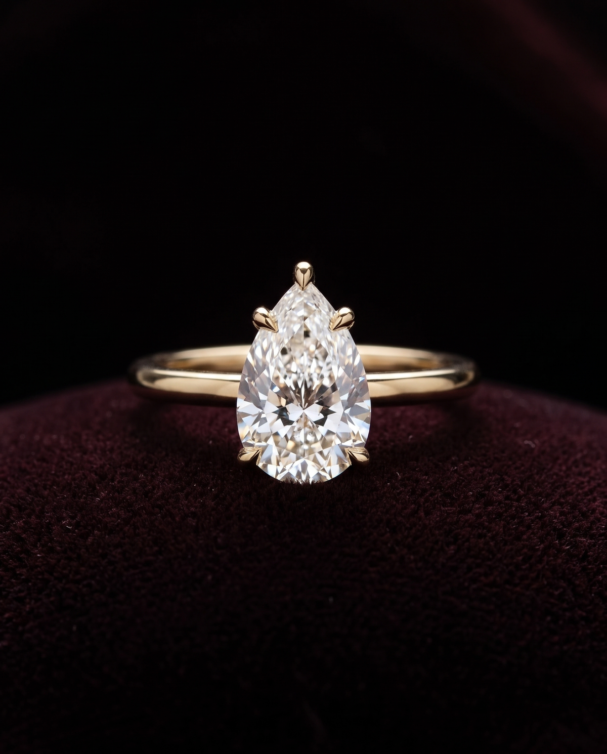 Levendi Classic - Pear cut Diamond Engagement Ring — Levendi Jewellers, burgundy