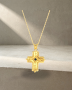 Levendi Yellow Gold Filigree Cross — styled