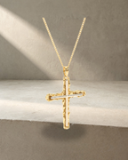 Yellow Gold Textured Cross — styled