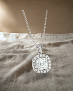 Classic - Asscher Brilliant Cut Halo Diamond Pendant — styled