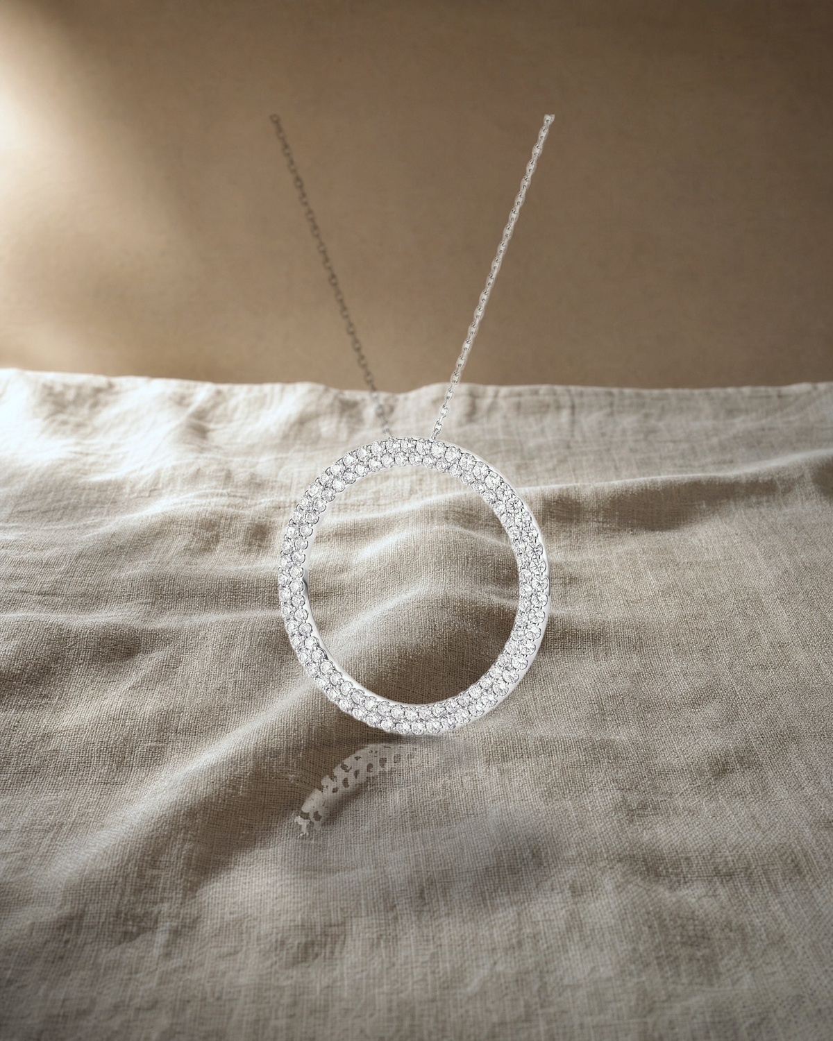 Diamond Eternity Circle Pendant — styled