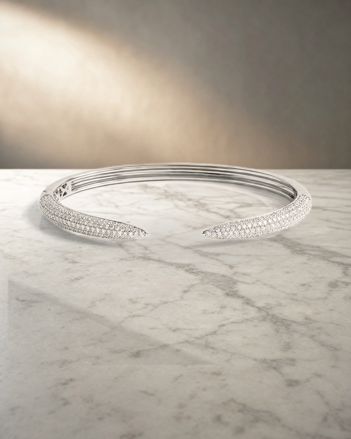 Tapered Diamond Pave Open Bangle — styled