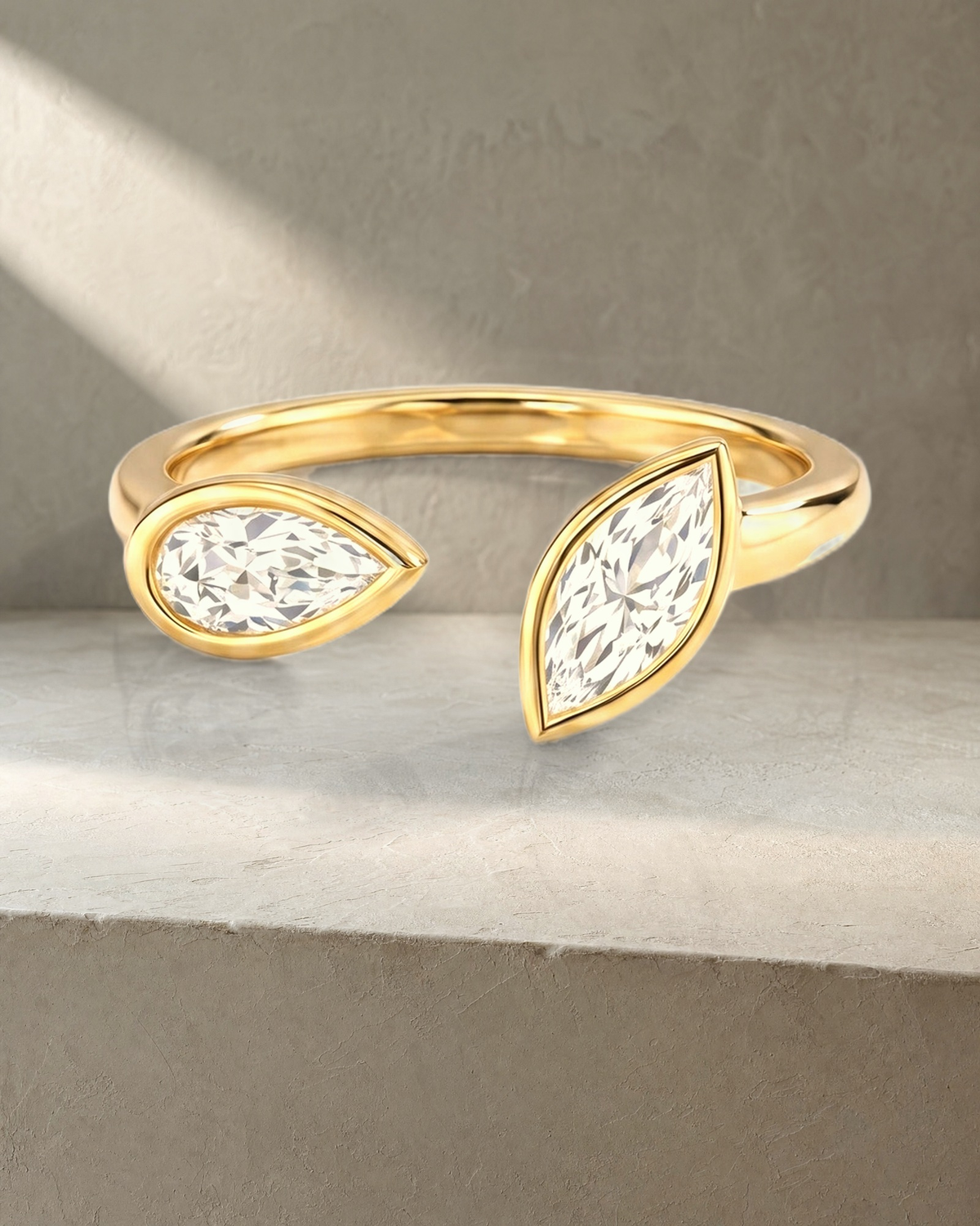 Levendi Toi & Moi - Marquise & Pear Engagement Ring — styled