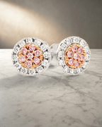 Argyle Essence - Odessa Pink Diamonds Halo Studs Earrings — styled