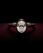 Levendi Wave of Love - Oval Cut Bezel Set Engagement Ring — Levendi Jewellers, burgundy