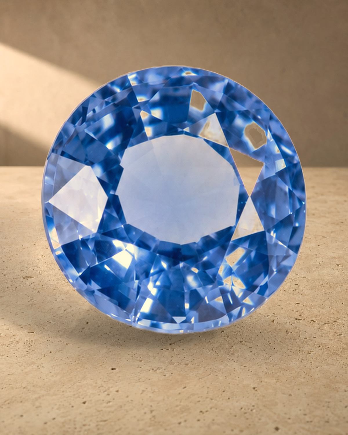 Loose Gemstone - Round Brilliant Cut Blue Ceylon Sapphire 3.75 ct — styled