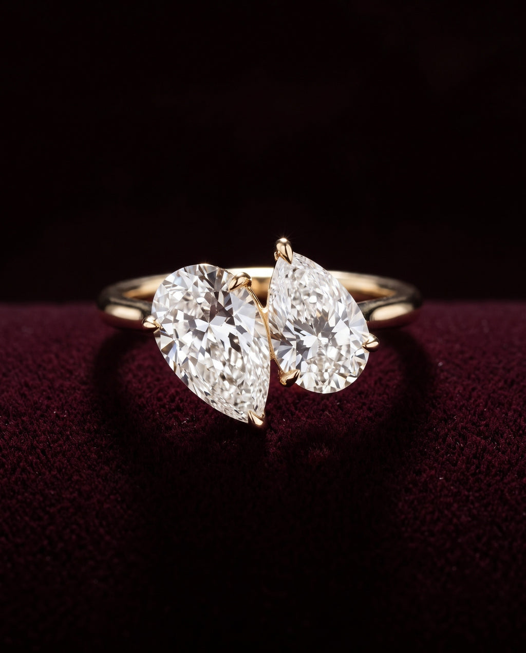 Levendi Toi & Moi - Pear cut Twins Engagement Ring — Levendi Jewellers, burgundy