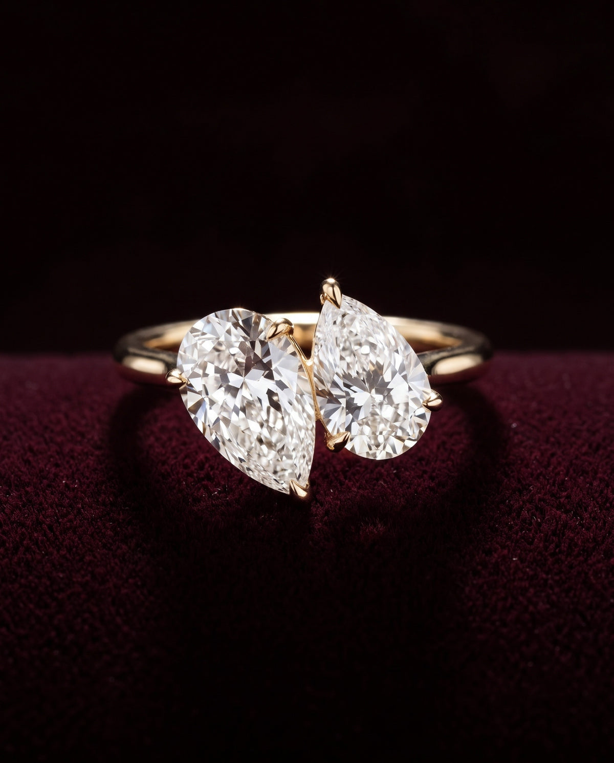 Levendi Toi & Moi - Pear cut Twins Engagement Ring — Levendi Jewellers, burgundy