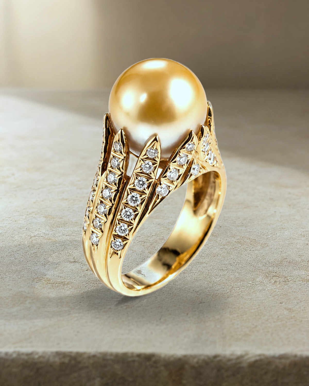 Sea Sovereign Yellow Gold South Sea Pearl Cocktail Ring — styled