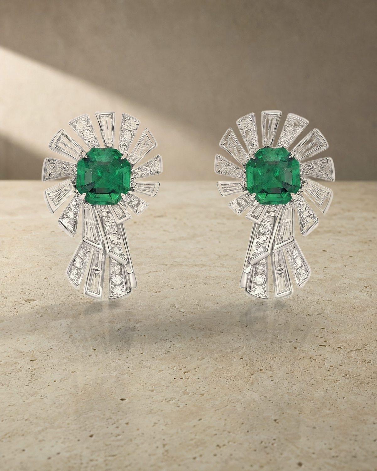 EMERALD & DIAMOND EARRINGS — styled