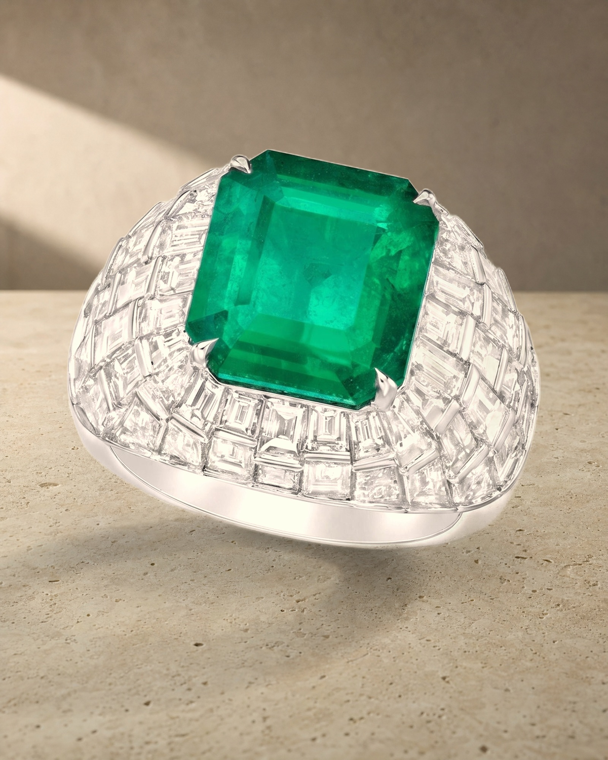 EMERALD & DIAMOND RING — styled