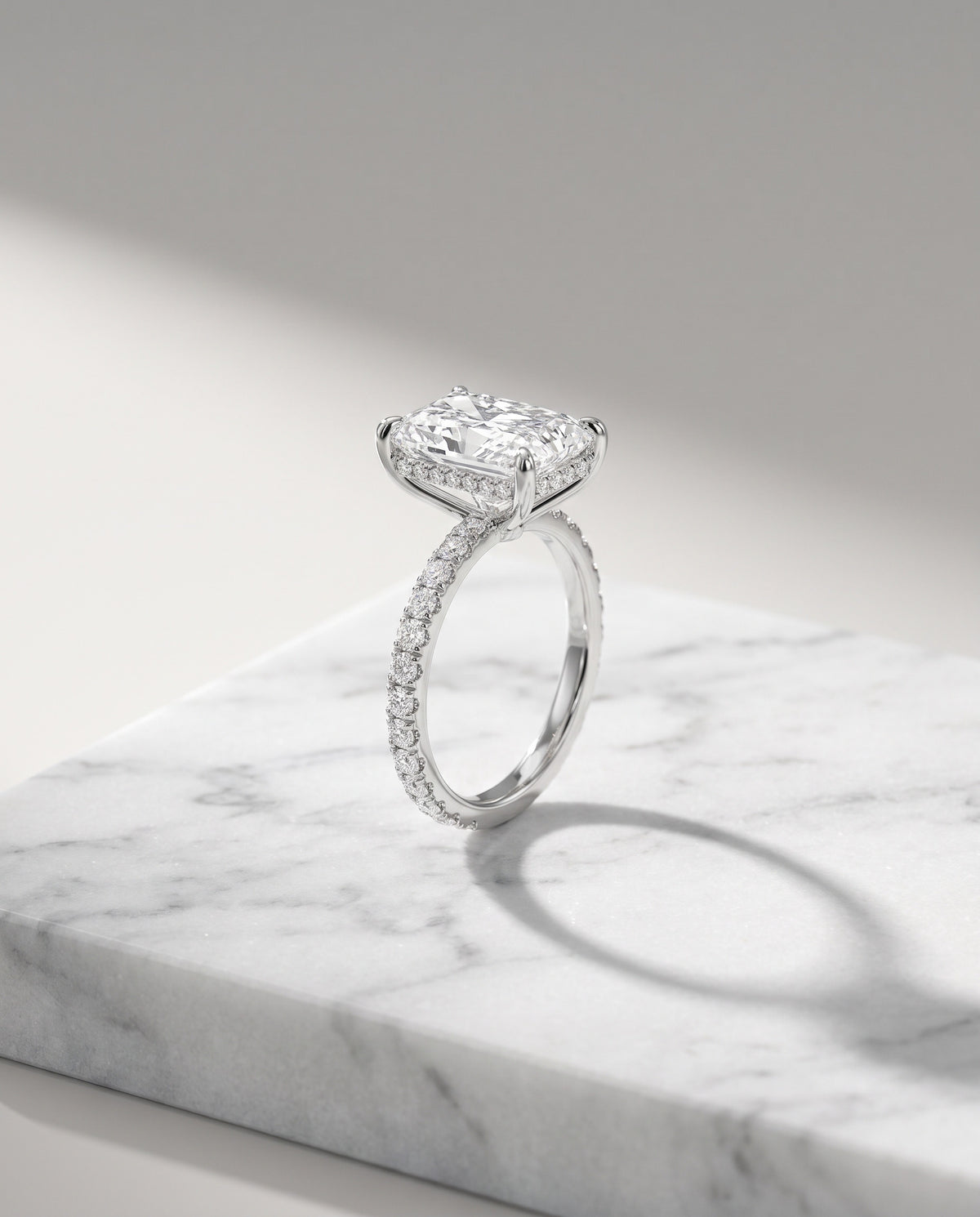 Levendi Classic - Radiant Diamond 5.00ct Engagement Ring — Levendi Jewellers, on stone