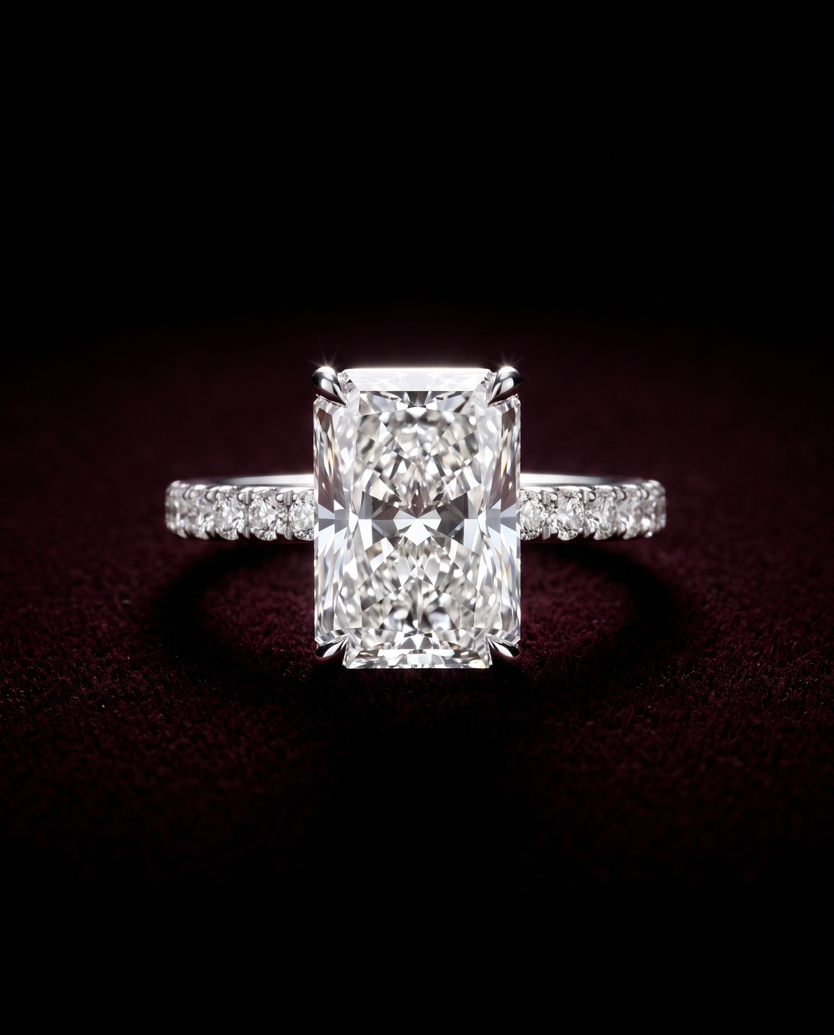 Levendi Classic - Radiant Diamond 5.00ct Engagement Ring — Levendi Jewellers, burgundy