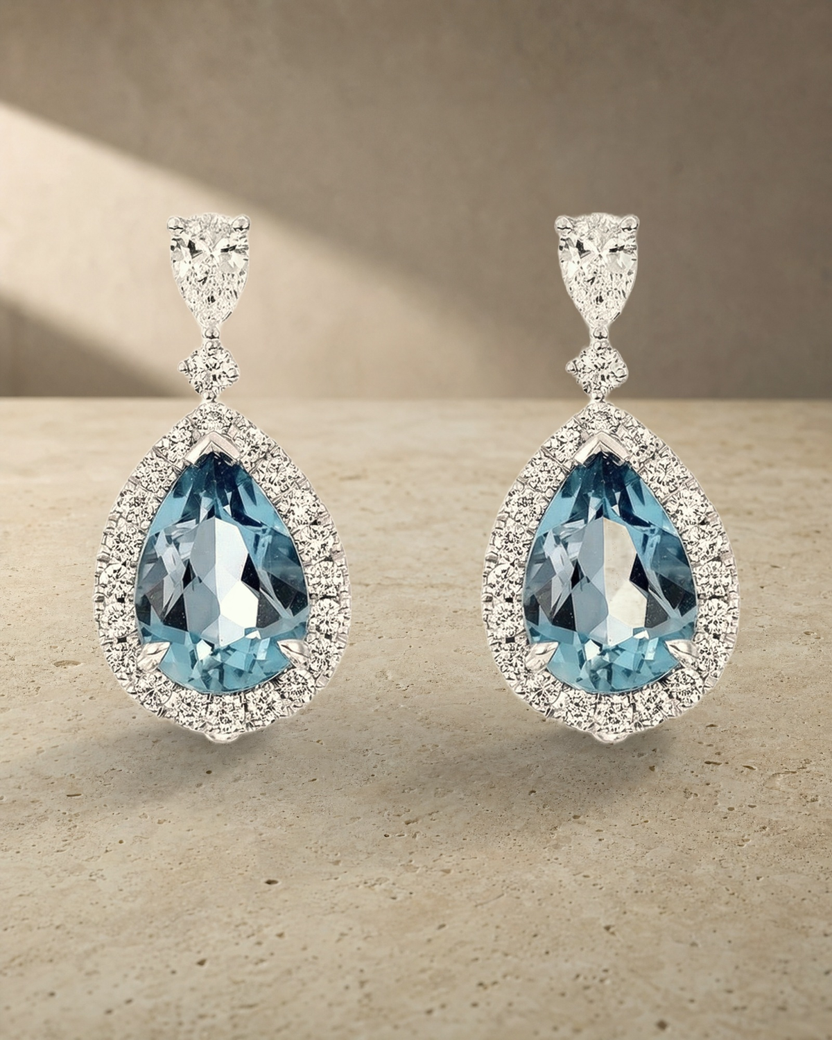 Aquamarine & Diamond Drop Earrings — styled