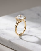 Levendi Wave of Love - Cushion Cut Bezel Engagement Ring — Levendi Jewellers, on stone