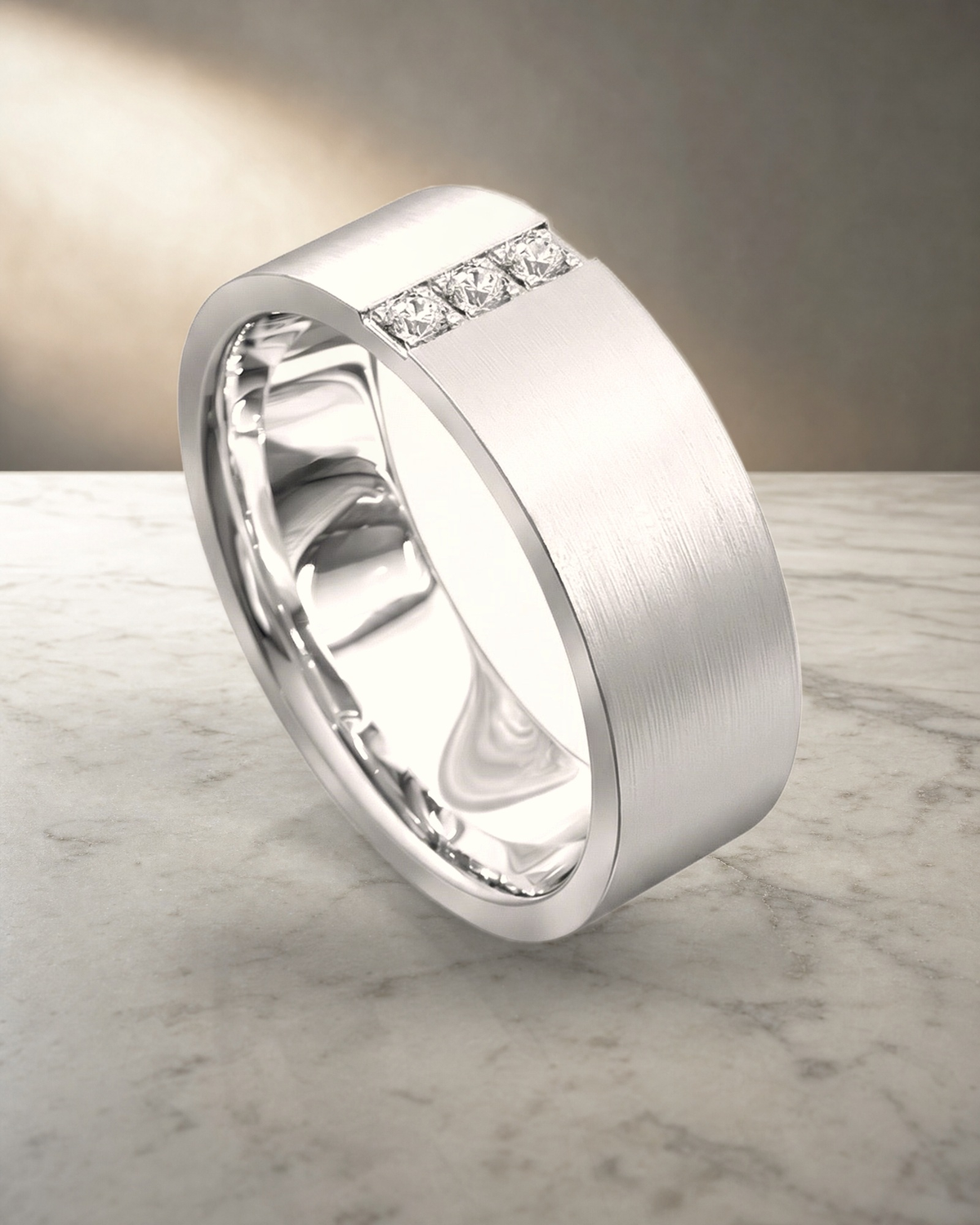 Centre Set Tri Diamond Ring — styled