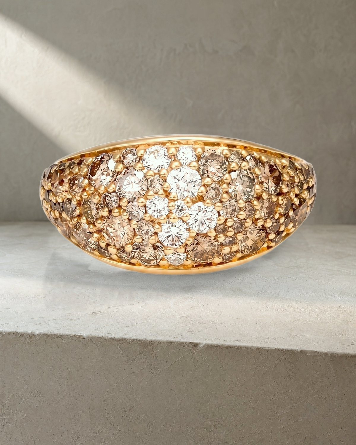 Champagne Diamonds Narrow Pave Signet Ring — styled