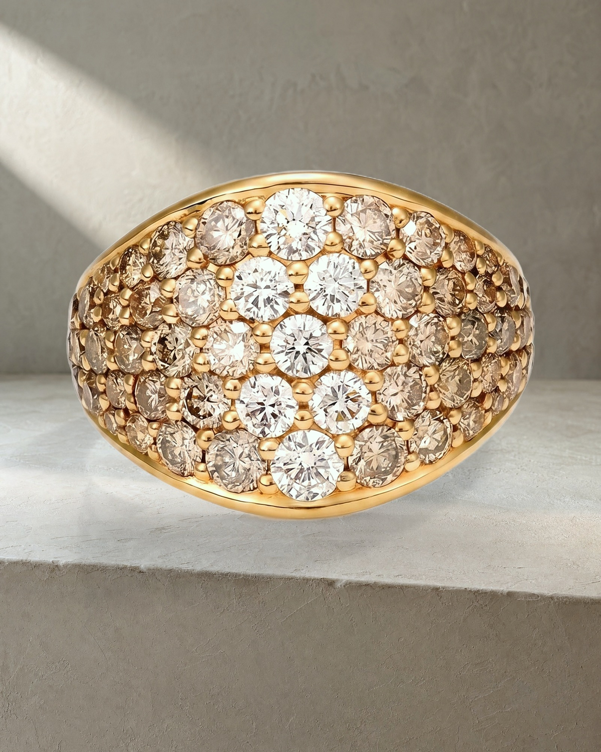 Champagne Diamonds Wide Pave Signet Ring — styled
