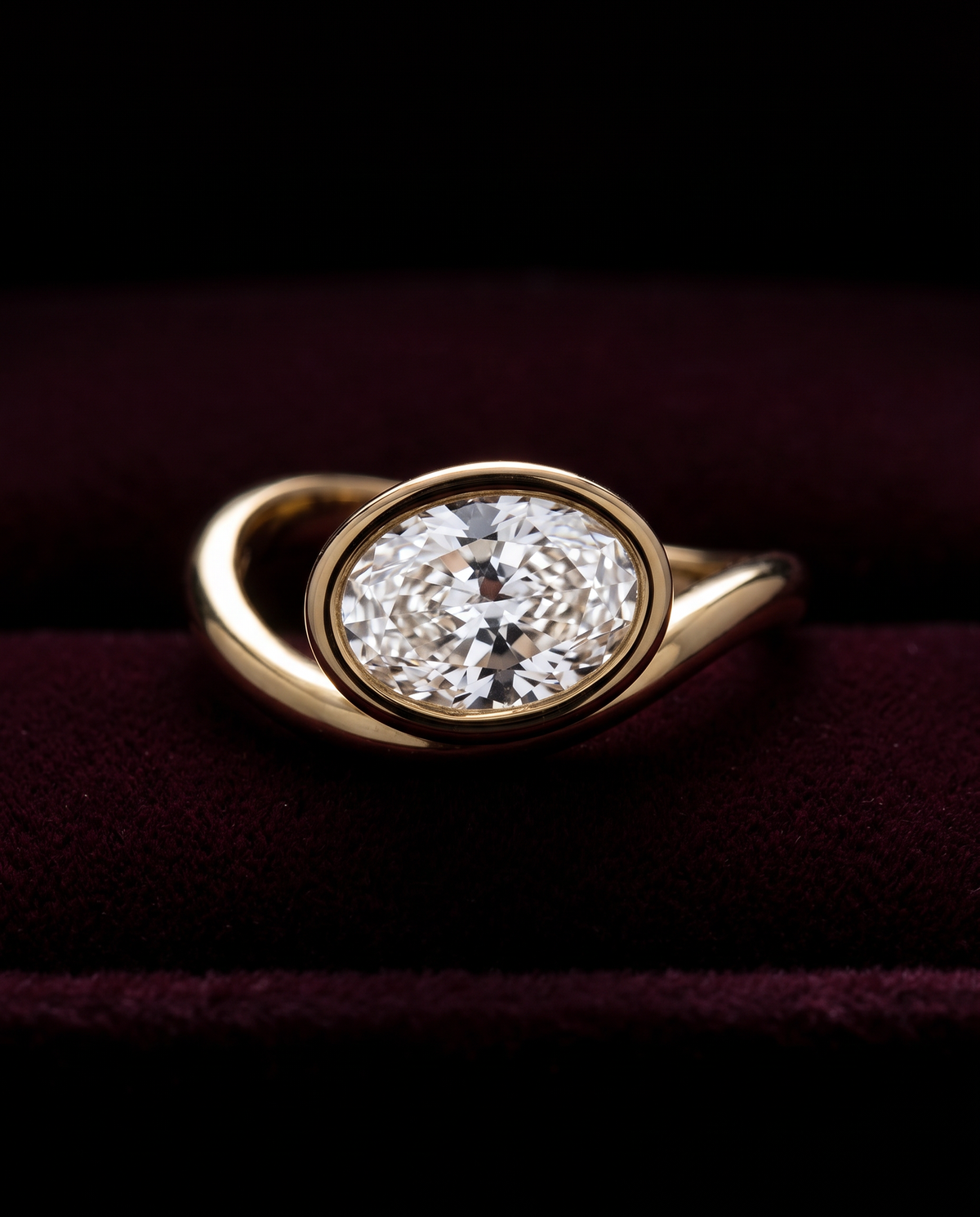 Levendi Wave of Love - East West Oval Engagement Ring — Levendi Jewellers, burgundy