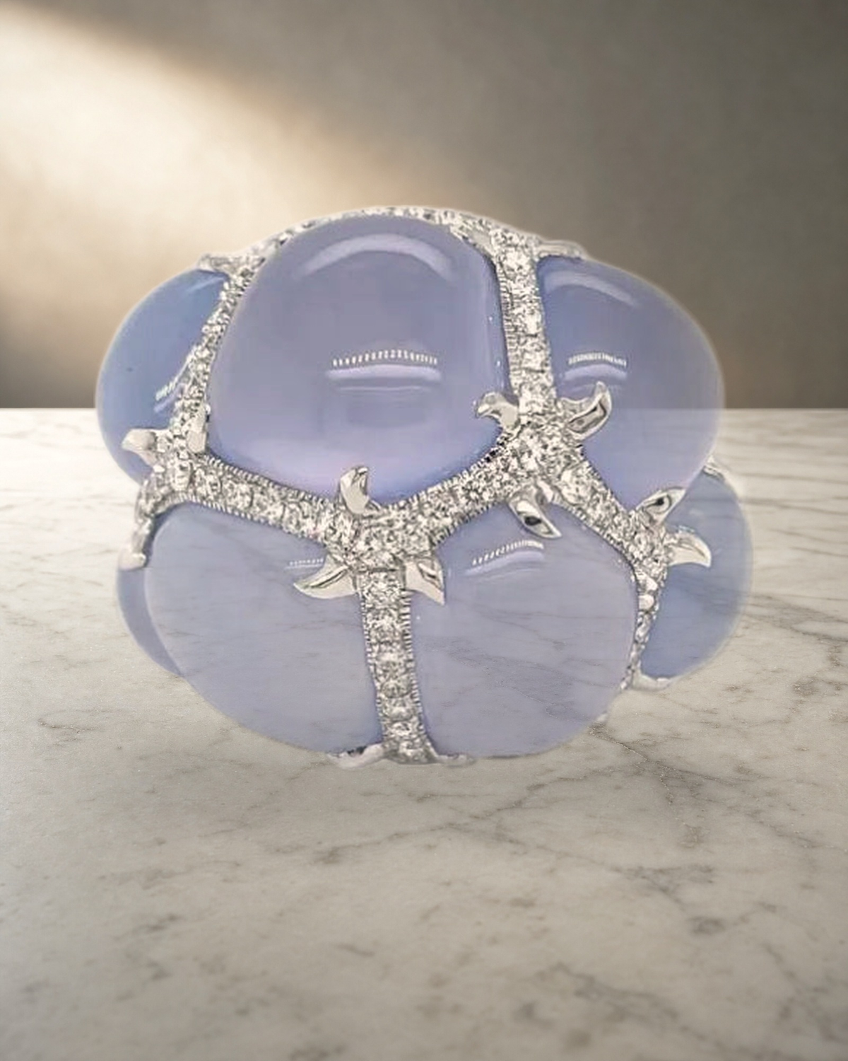 Cloud - Chalcedony & Diamonds Ring — styled