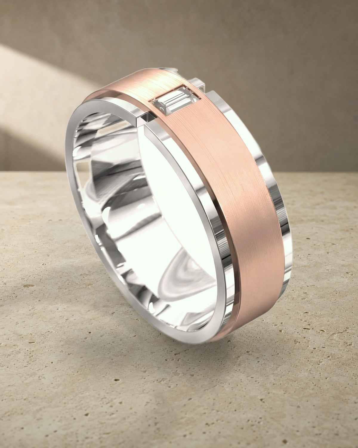 Emerald Cut Diamond Set Ring — styled