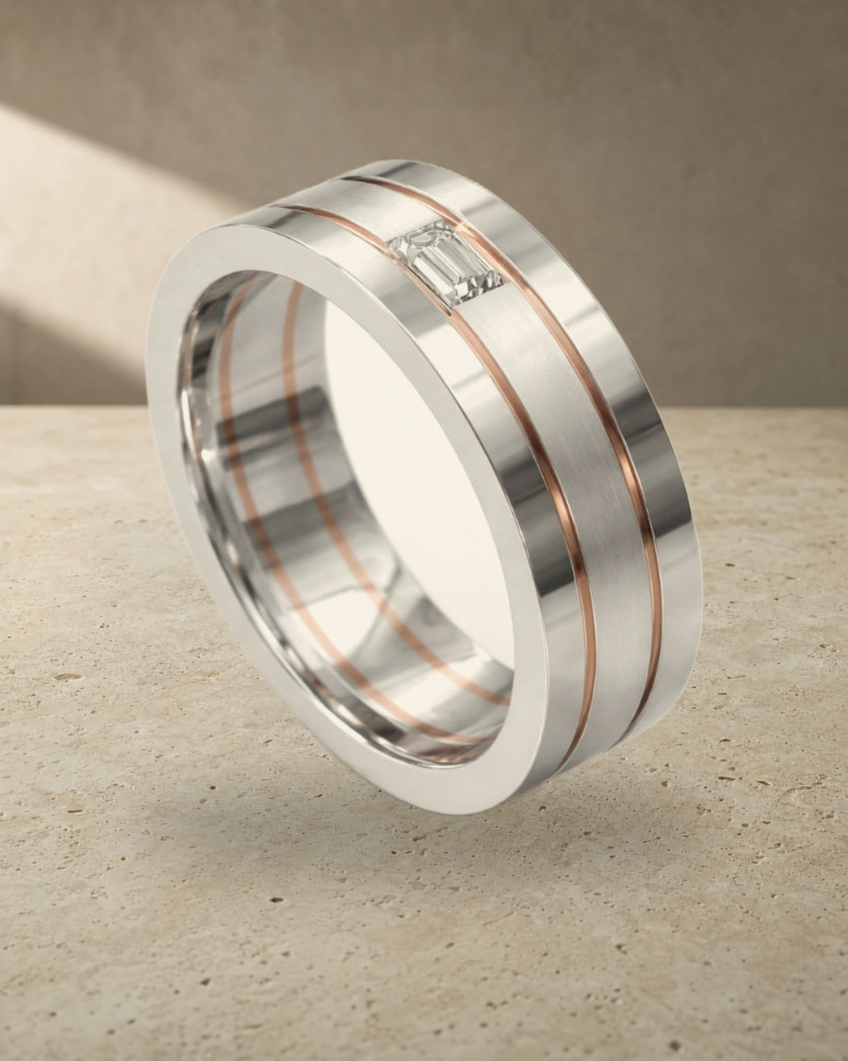 Emerald Cut Diamond Set Ring — styled