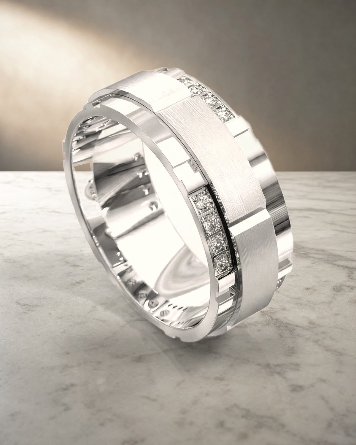 Full Circle Matt & Polished Diamond Ring — styled