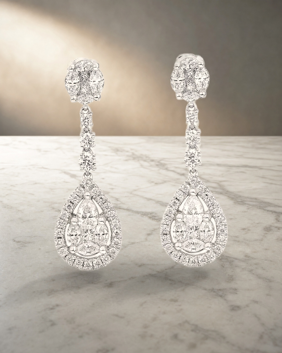 Levendi Signature Classic Invisible Set Diamond Drops Earrings — styled