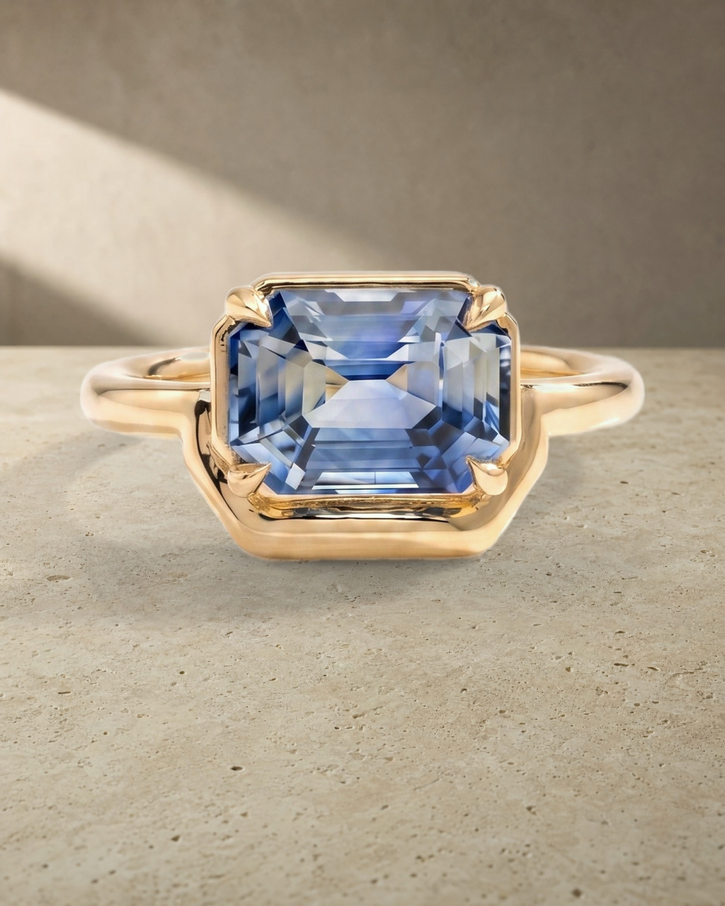 Levendi Wave of Love - Emerald Cut Sapphire Engagement Ring — styled