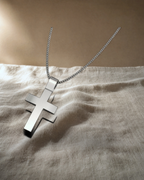 Nicholas - Large White Gold Cross and Matt Finish — styled