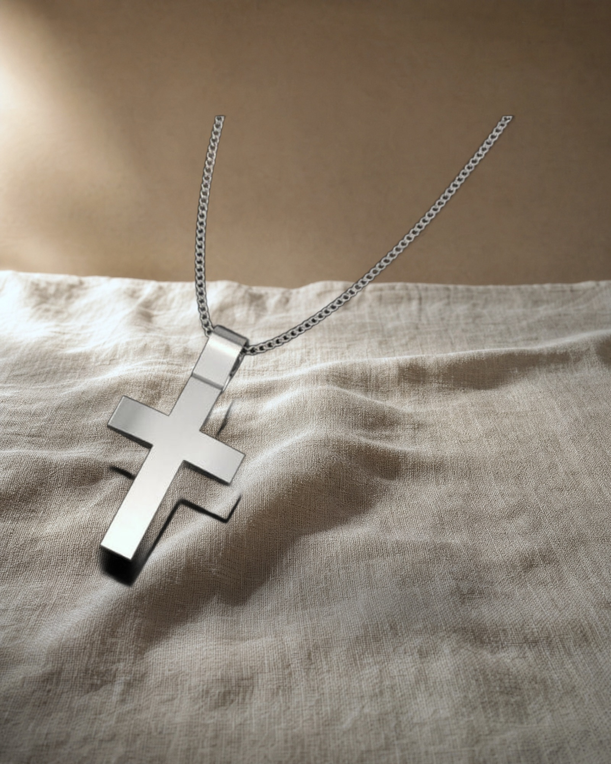 Nicholas - Large White Gold Cross and Matt Finish — styled