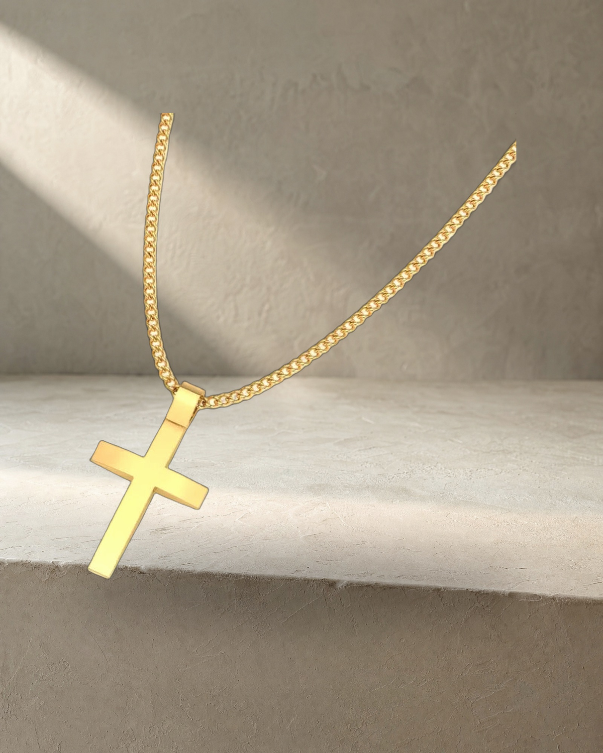 Nicholas - Medium Yellow Gold Cross and Polish Finish — styled