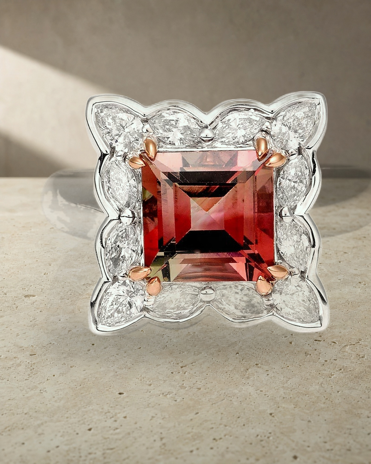 Princess Cut Tourmaline & Diamond Ring — styled