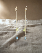 Rainbow Gemstones Drop Pear Shape Earrings — styled