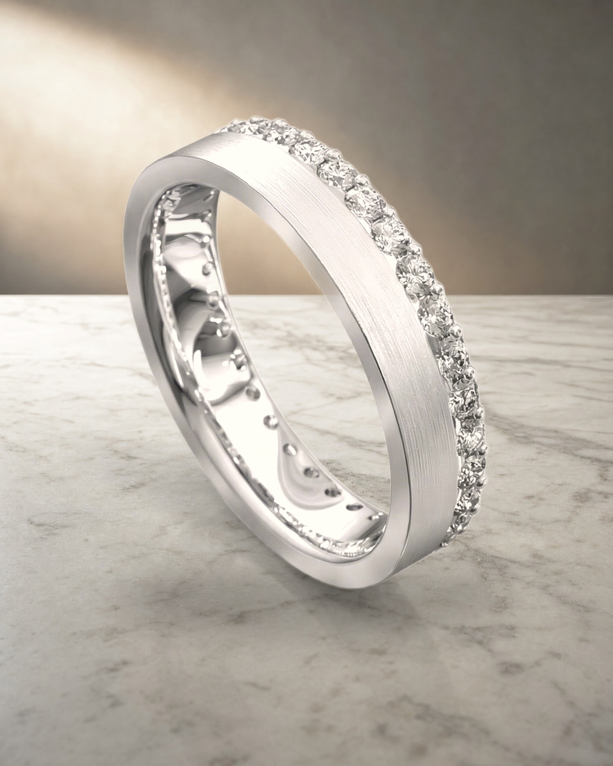 Single Row Diamond Edge Set Ring — styled
