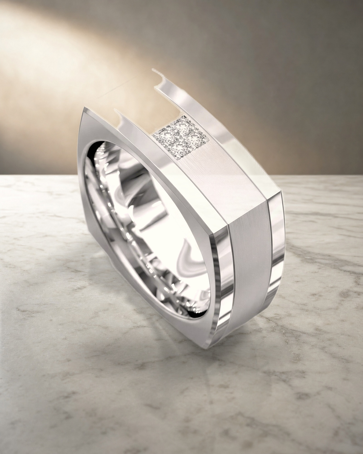 Square Set Diamond Ring — styled