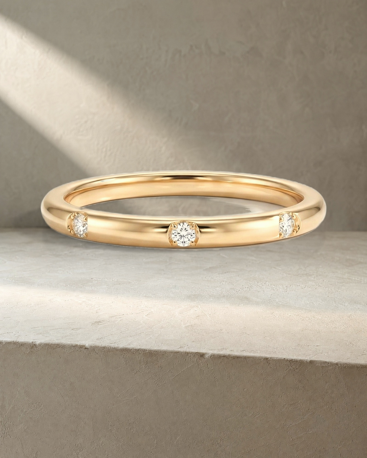 Wedding band - Classic 5 Diamonds Drop Set — styled