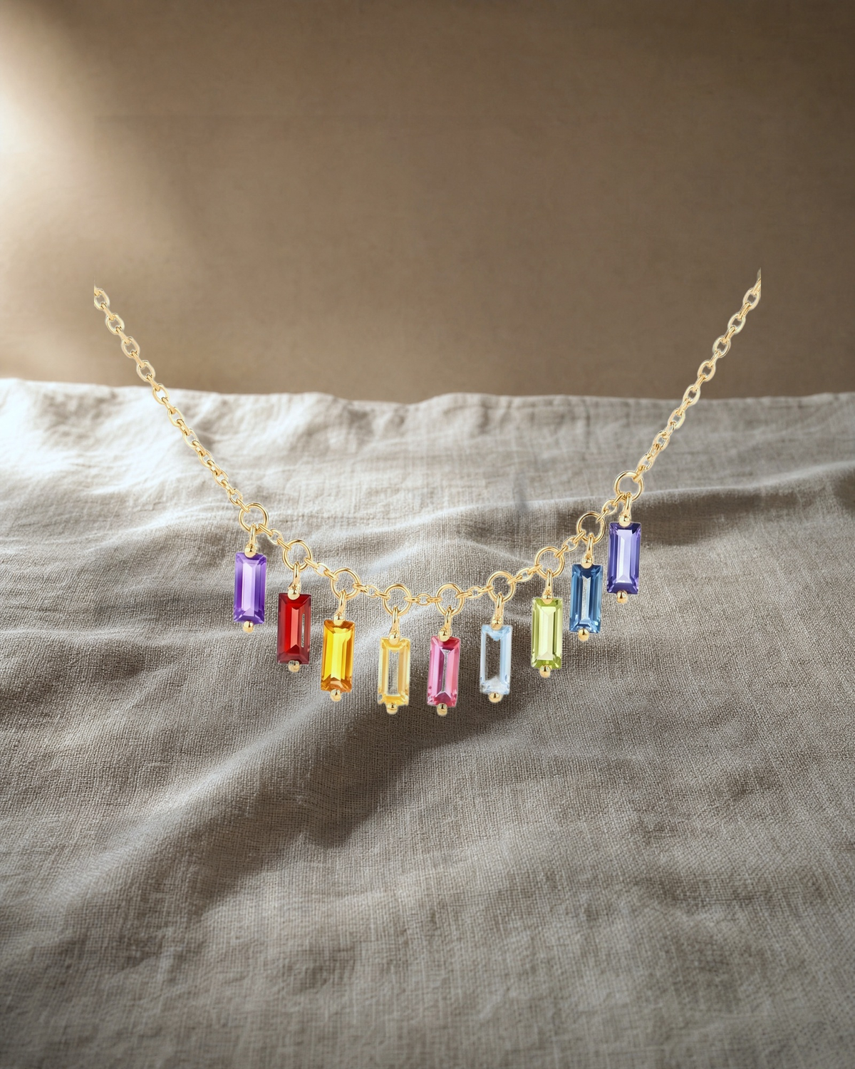 9 Baguettes Gemstone Necklace — styled