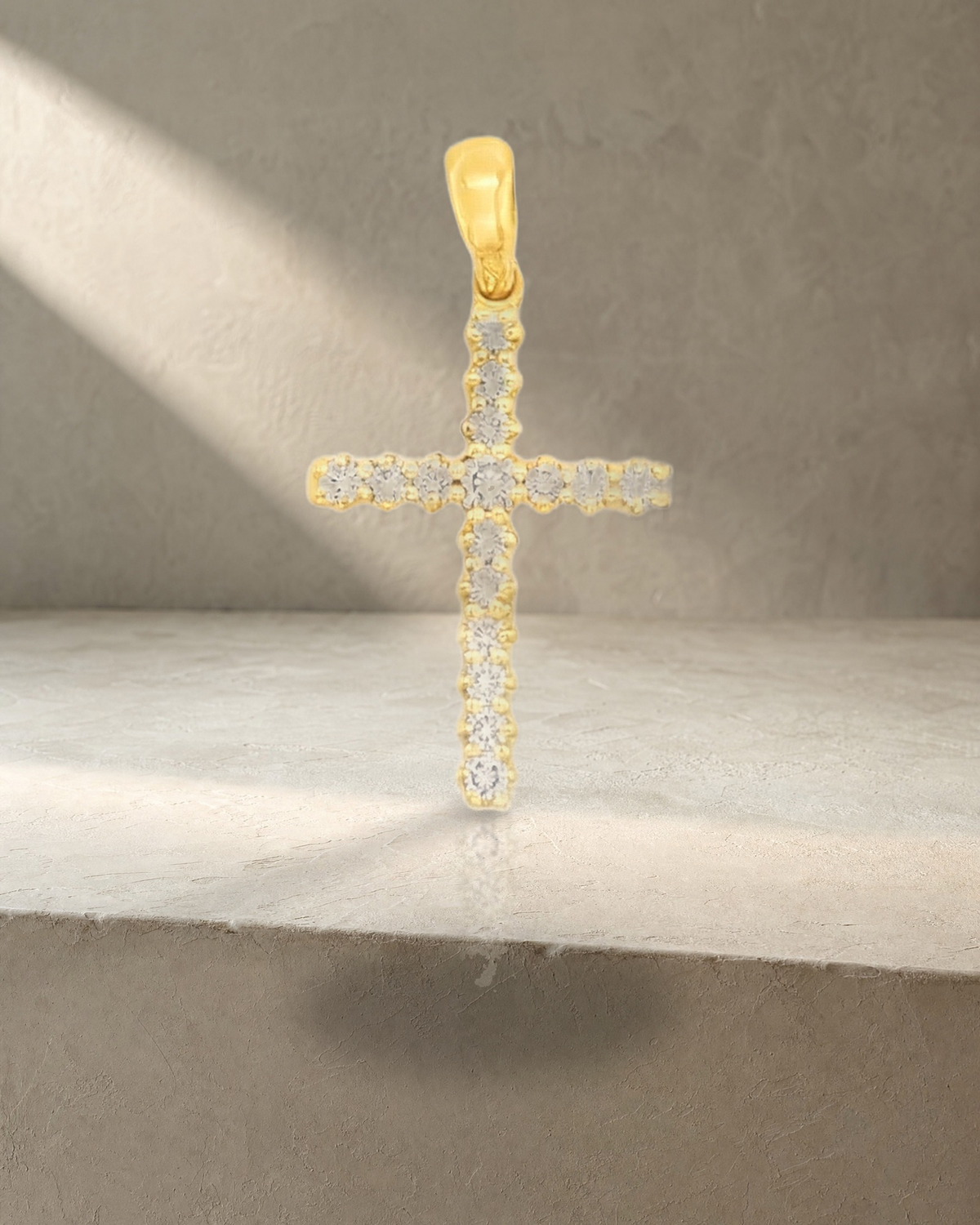 Thea - Medium Yellow Gold Diamonds Cross — styled